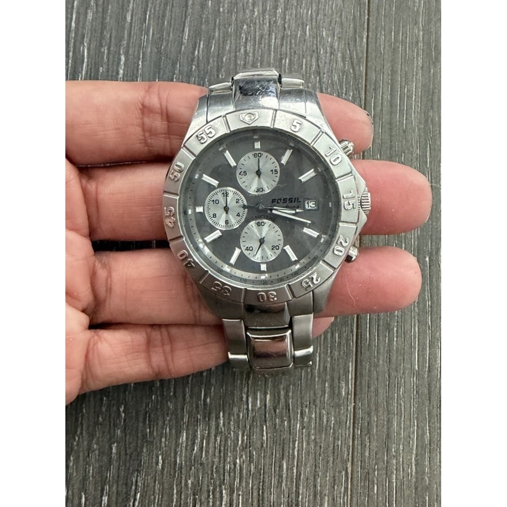 Mens FOSSIL Wrist Watch Gray Dial Stainless Steel CH2331 100m Water Resistance